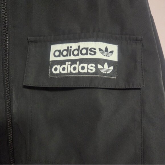 Adidas Black Cropped Windbreaker Jacket with Sporty Stripes - Picture 7 of 12